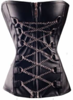 Corselet preto com zíper e correntes - Cód.A2527