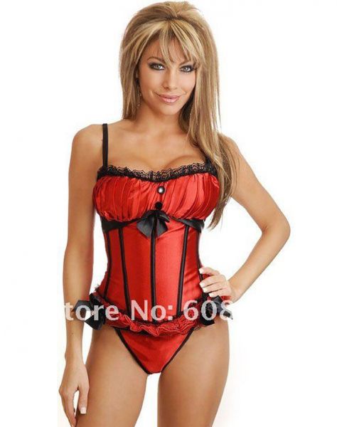 Corselet vermelho e preto - Cód. GT 08901