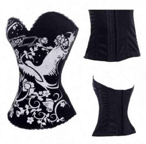 Corselet preto/Fênix branca - Cód. GT 1725