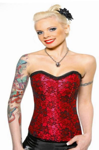 Corselet vermelho e preto - Cód. GT 1807