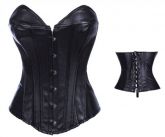 *ESGOTADO! PROMOÇÃO: Corselet preto COURO ECOLÓGICO - Cód. SFO A2643