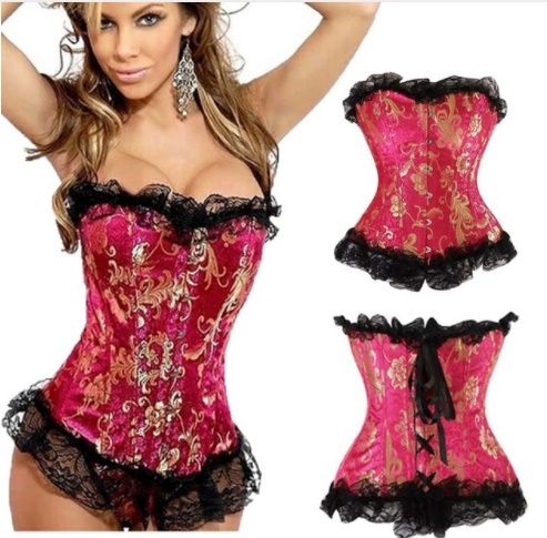 Corselet com rendas pretas e detalhes brocados em dourado-Cód. Aig 2107