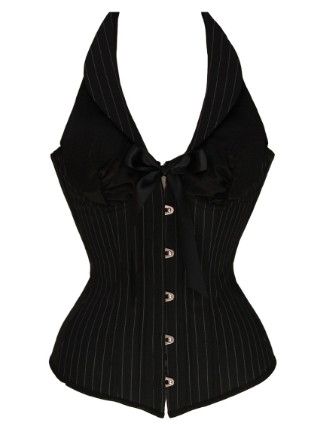 Corselet preto frente única (risca de giz) - Cód. GT 6804