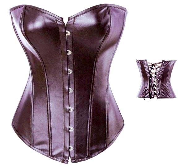 Corselet couro ecológico marrom - Cód.3278