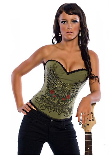 Corselet verde estilo tattoo - Cód. GT 1714