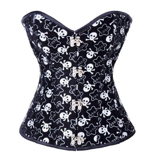 Corselet preto Caveiras - Silviane Moon - Cód. GT 2951