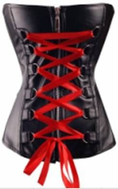 Corselet preto com zíper e trançados(VERMELHO) - Cód.A2528A