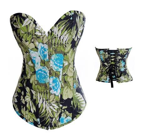 Corselet verde/estampa de folhas - Cód. GT3256