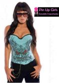 Corselet azul estilo tattoo - Cód. GT 1720