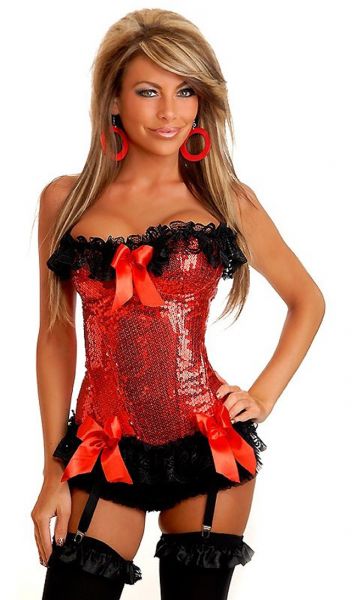 Corselet vermelho paetês - Cód. GT 3293