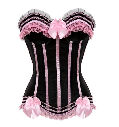 *ESGOTADO! Corselet Listras Rosas com Rendas . TAMANHOS: P ao 6EG PLUS SIZE! Cód. 81