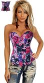 Corselet rosa e lilás/estampa de flores - Cód.A2628