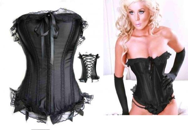 Corselet preto-rendas e laço - Cód. SFO qw018