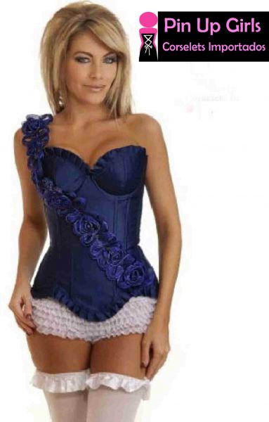 Corselet azul com rosas - Cód. SFO 2495