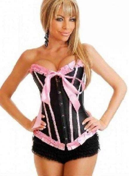 Corselet preto-laço rosa - Cód.GT025