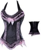 Corselet Preto com rendas rosas - Cód. GT 1709