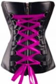 Corselet preto com zíper e trançados (Pink) - Cód.A2528D