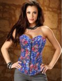 Corselet azul celeste floral (com Zíper) - Cód. GT1732