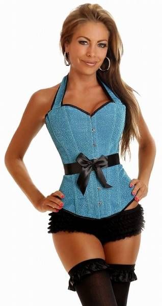 Corselet azul/ fita preta - Cód. PUG 5248