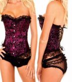 Corselet Roxo rendas pretas - Cód.A813